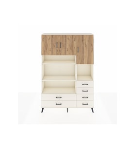 Arges Dolap 9 Raflı 6 Çekmeceli 3 Kapaklı 132x30x195 Aytaşı-Çam/Aytaşı