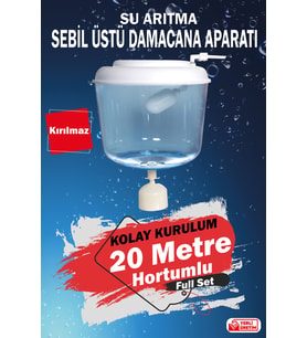 Kırılmaz Tanklı Sebil Üstü Aparatı -8 Litre  Hazneli  (20 Metre Hortumlu) (Beyaz)