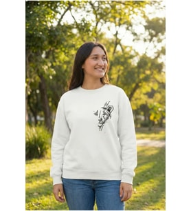 Sevgililer Günü Özel Bisiklet Yaka Baskılı Oversize Sweatshirt - Beyaz
