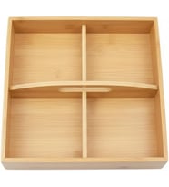 Bambu Çok Gözlü Sunum ve Düzenleme Kutusu 22x22 cm Çok Bölmeli Servis ve Organizer Çay – Kahve İkramlık, Atıştırmalık Sunum Tepsisi