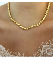 Altın Kaplama Kadın  Arpa Pullu Zincir 50 Cm