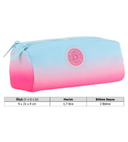 Kaukko İki Bölmeli Kız Çocuk Okul Kalem Çantası - Mavi Pembe - K2708 (Çok Renkli)