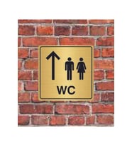 Wc İleride Yazılı Metal Yönlendirme Levhası 15x15 cm altın