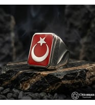 Ay Yıldız Gümüş Erkek Yüzük