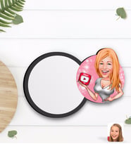 BK Gift Kişiye Özel Kadın Youtuber Karikatürlü Ahşap Bardak Altlığı-2