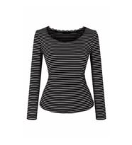Trender Çizgili Viskon Siyah Kadın Sweatshirt 26YDT1000072