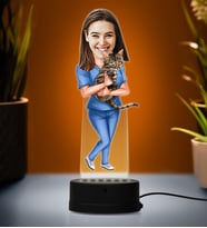 Doğum Günü Hediyesi,Sevgiliye Hediye, Kişiye Özel Fotoğraflı Veteriner Karikatür 3D Led Lamba (Beyaz)