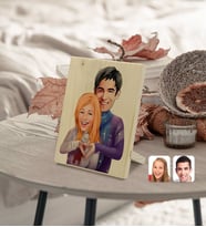BK Gift Kişiye Özel Sevgililer Karikatürlü Dekoratif Ahşap Çerçeve Model 89
