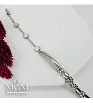 Rodyum Zirkon+Sedef Taşlı Pirinç Bileklikler 17,5+2 Cm - Kbl0065
