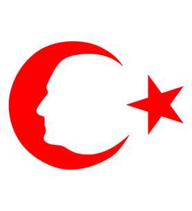 Ayyıldız ve Atatürk Silüeti Sticker17x17 Cm Kırmızı