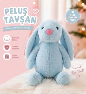 Uzun Kulak Uyku Arkadaşım Bunny Peluş Tavşan 65 cm - Çocuğunuzun Uyku Arkadaşı (Mavi)