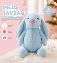 Uzun Kulak Uyku Arkadaşım Bunny Peluş Tavşan 65 cm - Çocuğunuzun Uyku Arkadaşı (Mavi)