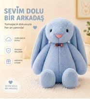 Uzun Kulak Uyku Arkadaşım Bunny Peluş Tavşan 65 cm - Çocuğunuzun Uyku Arkadaşı (Mavi)