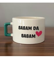 Babam Da Babam Baskılı Yeşil Kulplu C Fincan