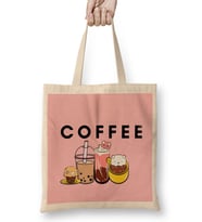 Funny Coffee Drinks Art Lover Gift Quote Vintage Retro Bez Çanta Uzun Saplı