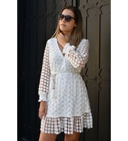 Beyaz Dantel Şık Mini Elbise