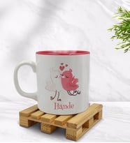 BK Gift Kişiye Özel Sevimli Çiftler Tasarımlı İçi Kırmızı Renkli Kupa Bardak Model 4