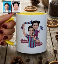 Kişiye Özel Karikatürlü Bordo Mavi Baba Kız Kupa Bardak Babalar Günü Hediyesi