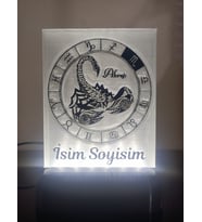 Akrep Burcu Kişiye Özel Isimli Dekoratif Led Lamba - Kablolu Adaptörlü - Beyaz Işıklı