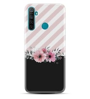 Realme 5i 5 Pro 6i 7 Pro 8 Kılıf Desemli Silikon Strip Pink Flowers 1396