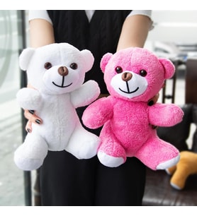 2'li Peluş Beyaz ve Pembe Ayıcık - 20 CM (Pembe-Beyaz)