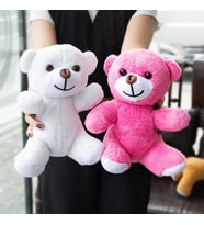 2'li Peluş Beyaz ve Pembe Ayıcık - 20 CM (Pembe-Beyaz)