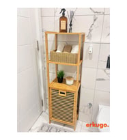 Bambu 3 Raflı Kirli Sepeti, Çok Amaçlı Banyo Düzenleyici, Çamaşır Sepeti Organizer, Raf