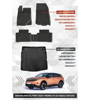 Opel Grandland Elektrikli / Plug in Hybrid 2025+ Uyumlu 4.5D SAHLER Premium Havuzlu Paspas ve Liner Marka 3D ALT Bagaj Havuzu