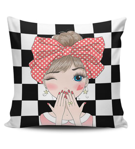 Alkanhomes Fashion Girl Dijital Baskılı Kırlent Kılıfı