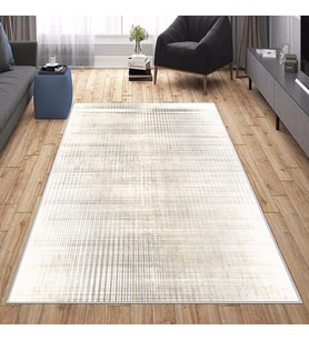 Krem Abstract Desen Yıkanabilir Kaymaz Taban Leke Tutmaz Modern Salon Halısı ve Yolluk