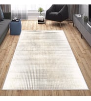 Krem Abstract Desen Yıkanabilir Kaymaz Taban Leke Tutmaz Modern Salon Halısı ve Yolluk