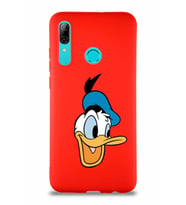 Huawei P Smart 2019 Soft Premier Kapak Donald Duck-A Tasarımlı Silikon Kılıf - Kırmızı (Şeffaf)