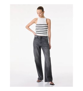 Koton Straight Fit Antrasit Kadın Jean Pantolon 7WAL40027MD
