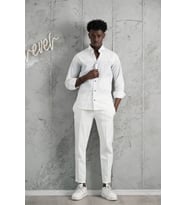 Advante Panolu Yaka Düğmeli Pamuklu Slimfit Yazlık Gömlek (Beyaz)
