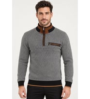 Dewberry Erkek Pamuklu Sweatshirt Desenli Siyah 9039 Günlük Üst Giyim, Hafta Sonu Kombini, Seyahat Gardırobu