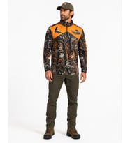 Turuncu Detaylı Orman Desen Yarım Fermuarlı Avcı Çulluk Sweatshirt Outdoor Kamuflaj Üst