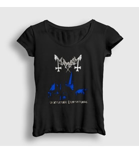 Presmono Kadın Siyah Sathanas Mayhem T-Shirt 65040tt