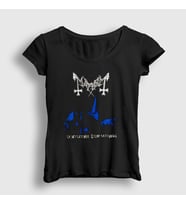 Presmono Kadın Siyah Sathanas Mayhem T-Shirt 65040tt