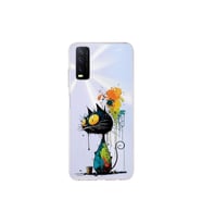 Vivo Y11S ile Uyumlu Splash Kedi Tasarımlı Şeffaf Silikon Kılıf