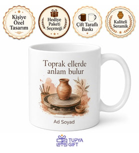 Kişiye Özel Seramik Atölyesi Baskılı Kupa Bardak İsimli Hediye