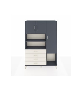 Arges Dolap 8 Raflı 4 Çekmeceli 3 Kapaklı 132x30x195 Antrasit-Antrasit/Aytaşı