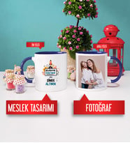 Bilgisayar Öğretmenine Hediye Bilgisayar Öğretmeni Kupa Bardak Lacivert Fotoğraflı