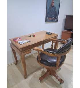 Çalışma Masa Klasik Alt İlhm 90632 Döner Sandalye Lüks Klasik Ceviz Renk Model