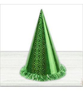 Hologram Karton Şapka, 32 cm - Yeşil