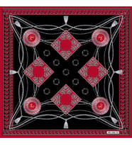 Barok Halatlı Desen Black Seri Twill Eşarp Eşarp Askısı ile Birlikte 90x90 cm Si