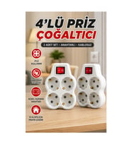 2’li Set 4’lü Anahtarlı Kablosuz Duvar Tipi Priz Çoğaltıcı