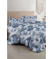 Çift Kişilik Nevresim Takımı Özel Dokuma Pamuk Saten Tuval Koleksiyonu Palm Indigo