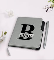 BK Gift Kişiye Özel İsimli Gri Termo Deri Defter Kalem Seti-31