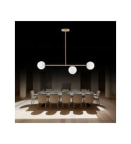 Titania Camlı Yemek Masası Avize RA-AVZ- 4389-28-65 (Eskitme Altın)