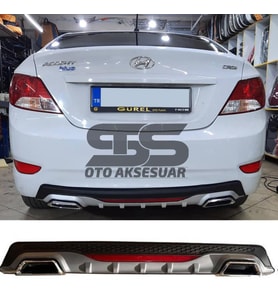Hyundai Accent Blue Difüzör Arka Tampon Eki 2 Egzoz Çıkışlı Gri Reflektörlü
